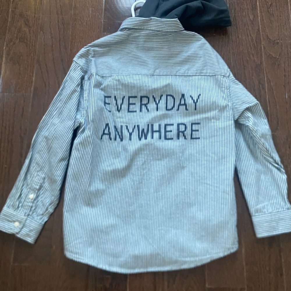 Striped Button-Up Shirt with Text